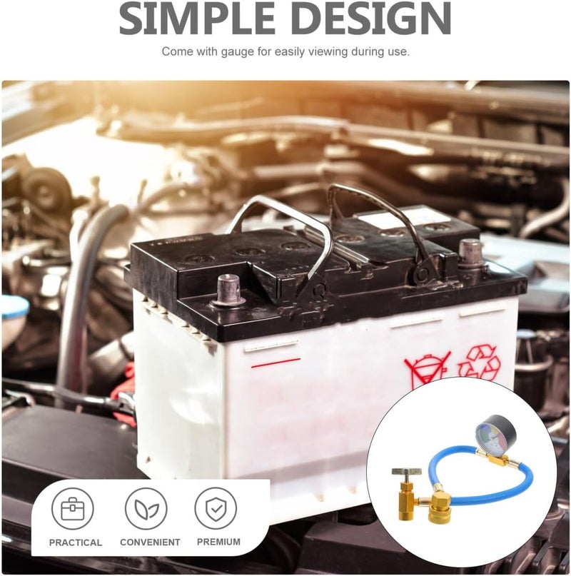 VICASKY طقم شحن تكييف الهواء للسيارة خرطوم شحن الغاز طقم خرطوم شحن خرطوم شحن مع مقياس A/C 1/2 سيارة - Image 2